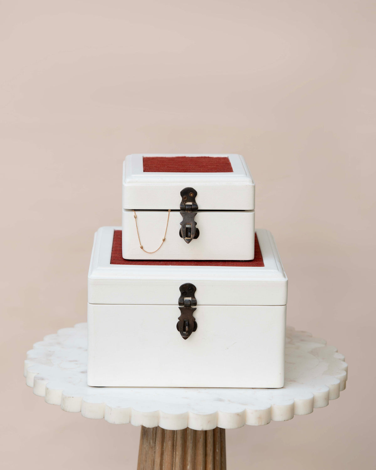 White wooden jewelry box or decorative box set