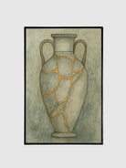 Decorative vase with gold accents on a textured background